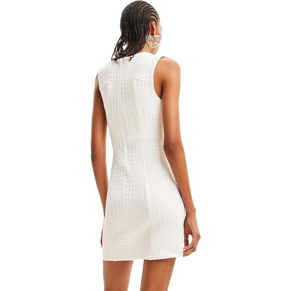 Desigual Dress Women Large White Textured Shift Bodycon NWT $145 - Picture 3 of 11